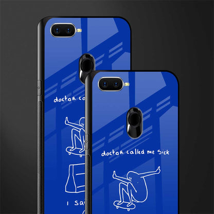 sick skateboarder blue doodle glass case for oppo a7 image-2