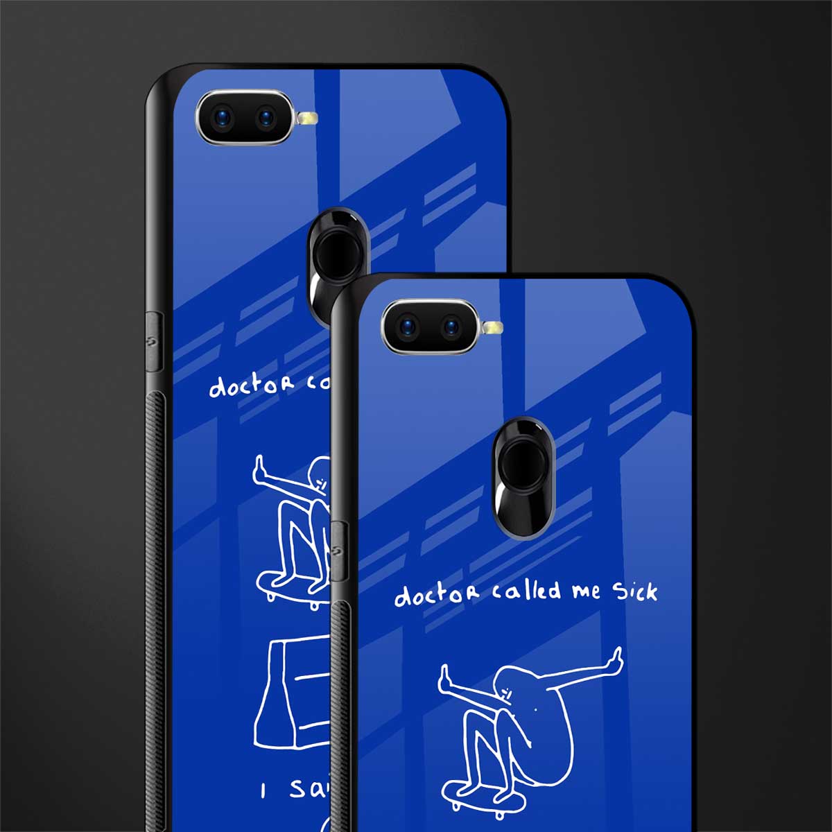 sick skateboarder blue doodle glass case for oppo a5s image-2