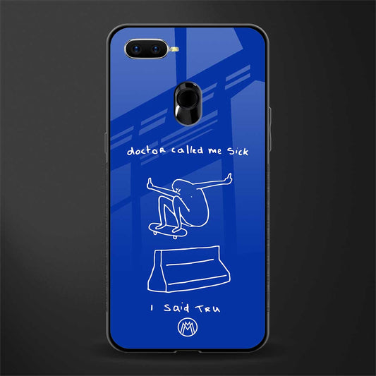 sick skateboarder blue doodle glass case for oppo a7 image