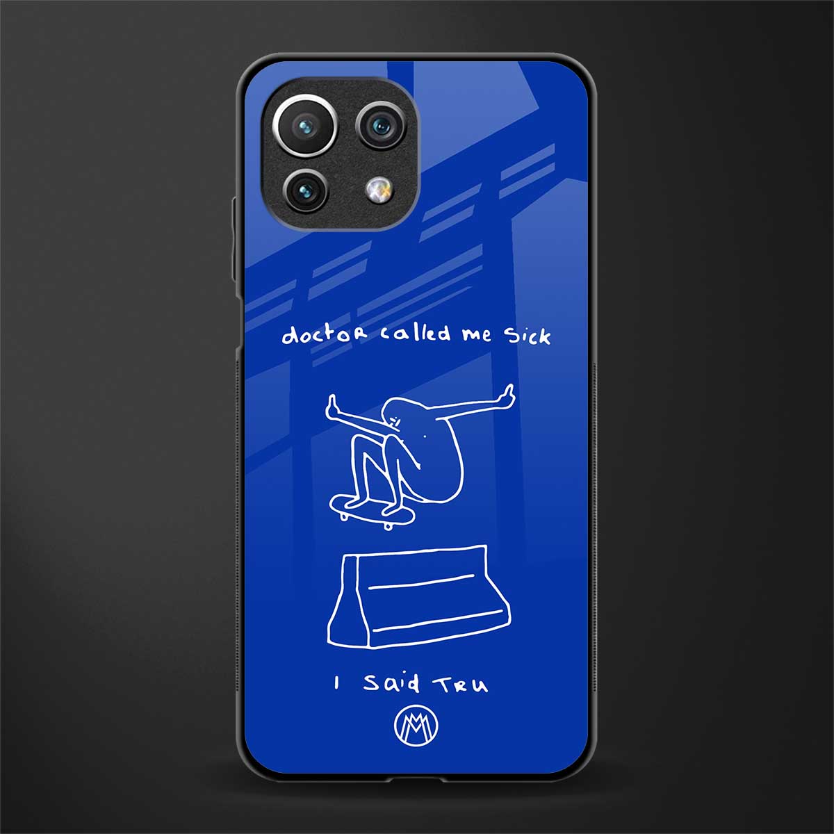 sick skateboarder blue doodle glass case for mi 11 lite image