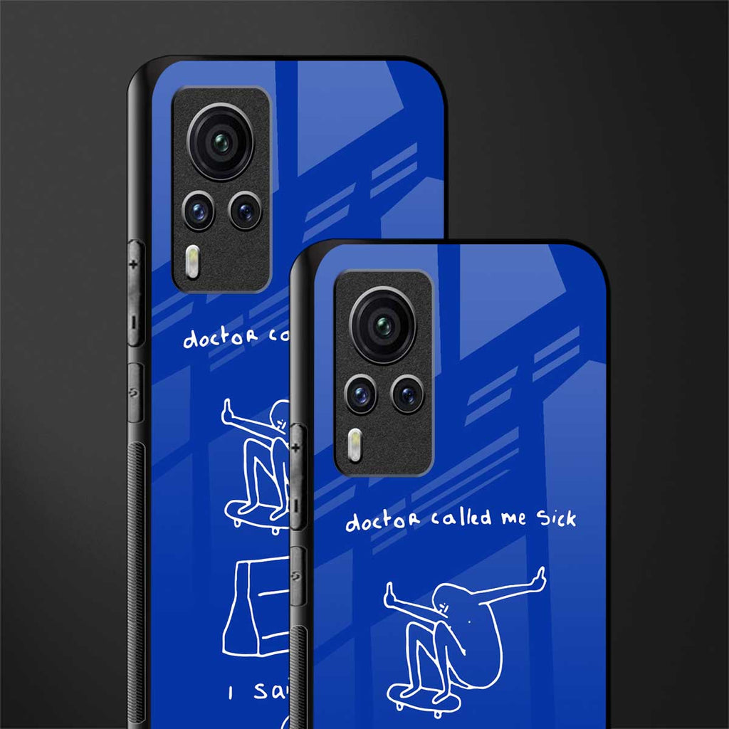 sick skateboarder blue doodle glass case for vivo x60 pro image-2