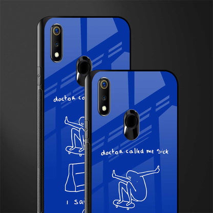 sick skateboarder blue doodle glass case for realme 3 pro image-2