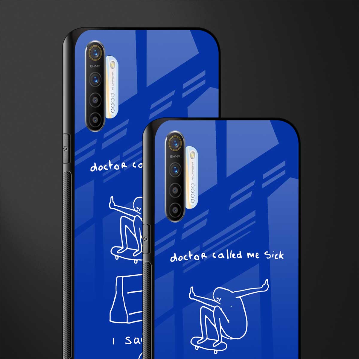 sick skateboarder blue doodle glass case for realme xt image-2
