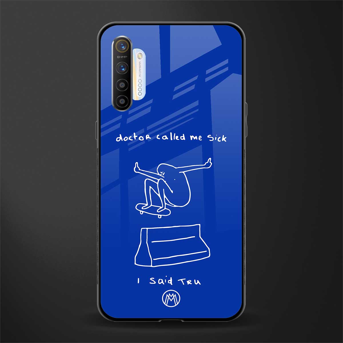sick skateboarder blue doodle glass case for realme xt image