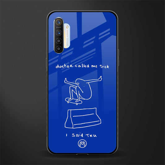 sick skateboarder blue doodle glass case for realme xt image