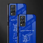sick skateboarder blue doodle glass case for vivo v21 5g image-2
