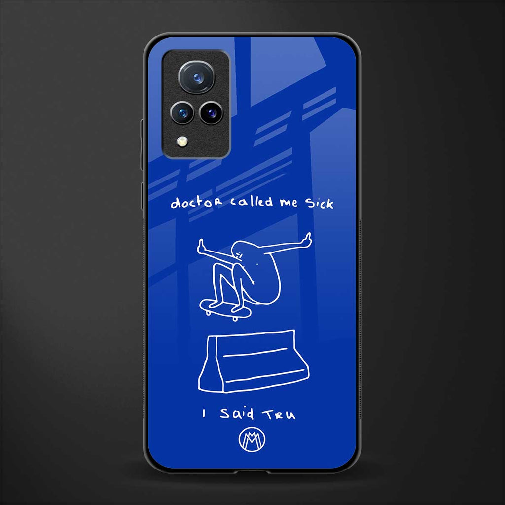 sick skateboarder blue doodle glass case for vivo v21 5g image