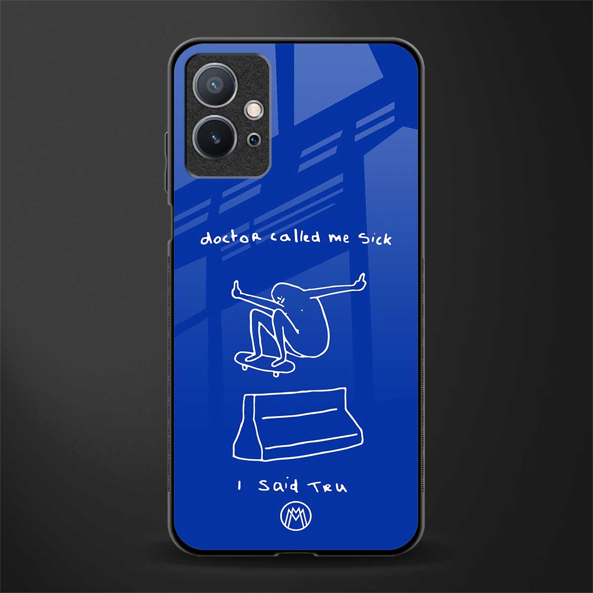sick skateboarder blue doodle glass case for vivo t1 5g image