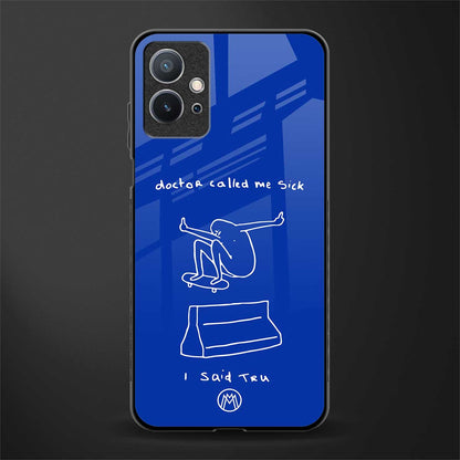 sick skateboarder blue doodle glass case for vivo y75 5g image