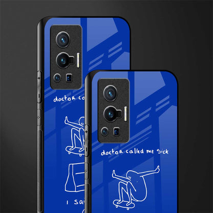 sick skateboarder blue doodle glass case for vivo x70 pro image-2