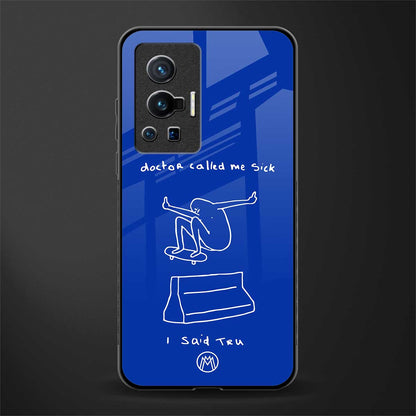 sick skateboarder blue doodle glass case for vivo x70 pro image