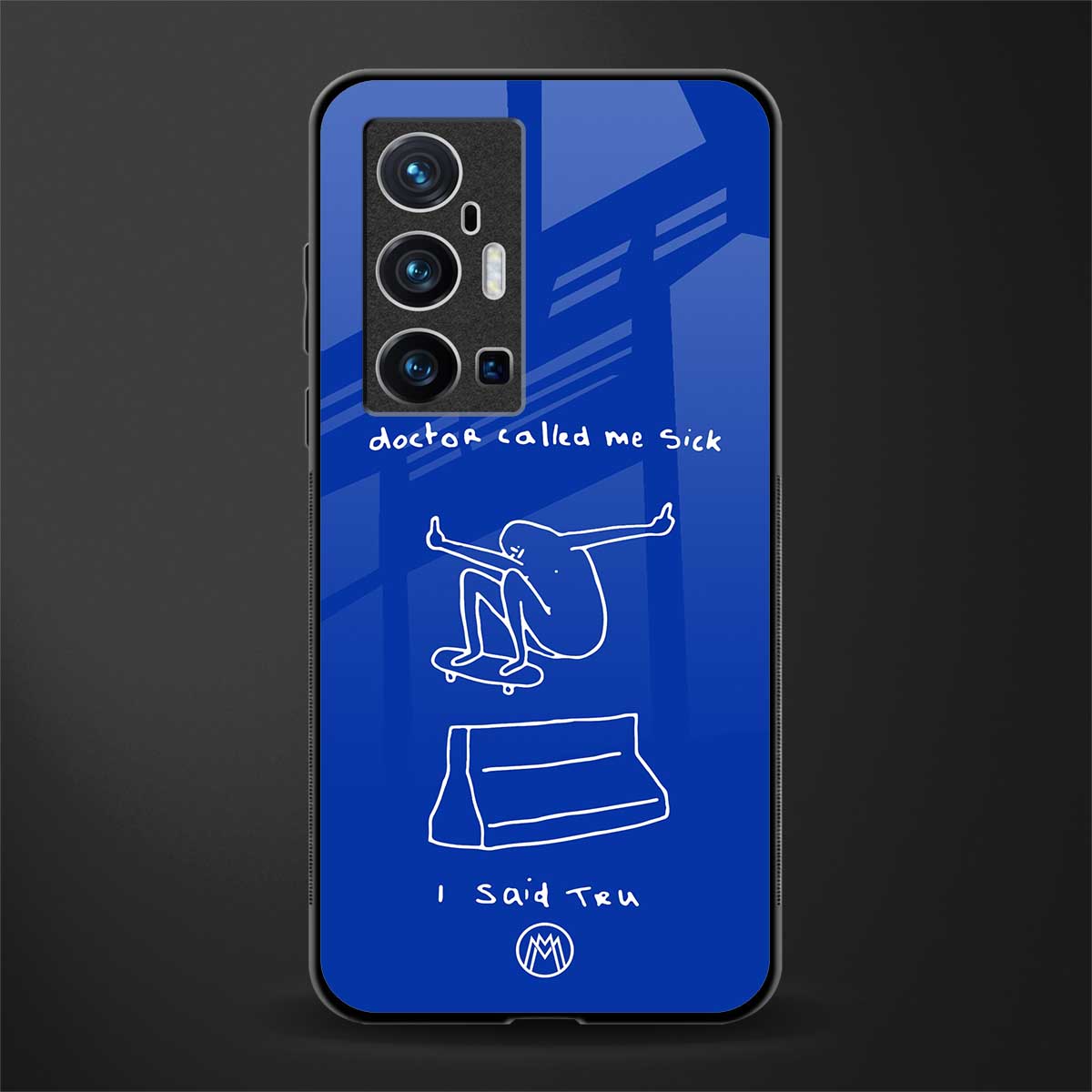 sick skateboarder blue doodle glass case for vivo x70 pro plus image