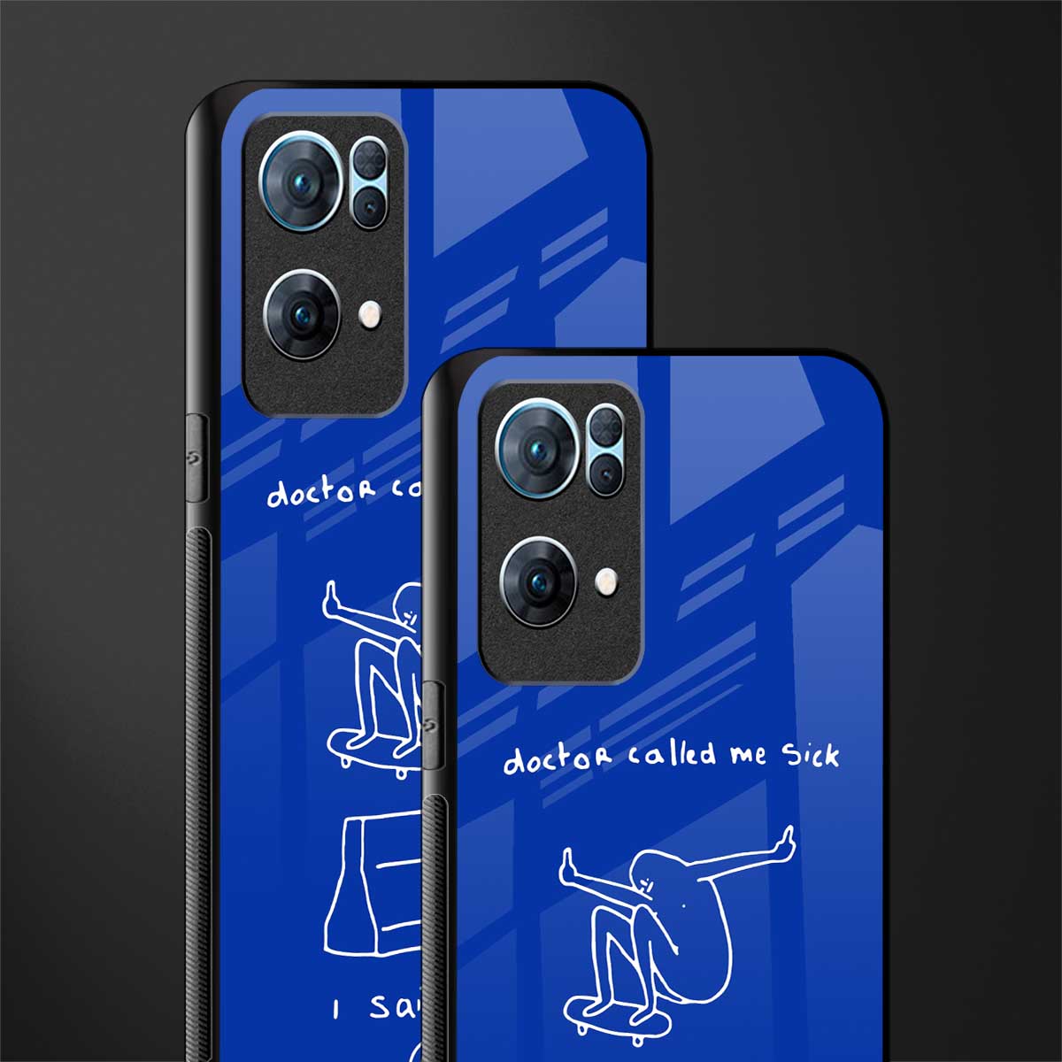 sick skateboarder blue doodle glass case for oppo reno7 pro 5g image-2