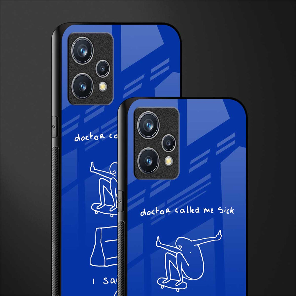 sick skateboarder blue doodle glass case for realme 9 4g image-2