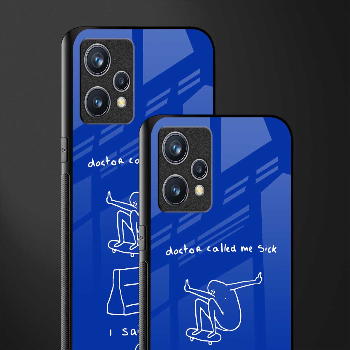 sick skateboarder blue doodle glass case for realme 9 4g image-2