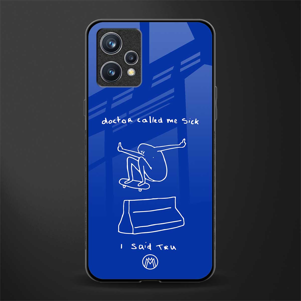 sick skateboarder blue doodle glass case for realme 9 4g image
