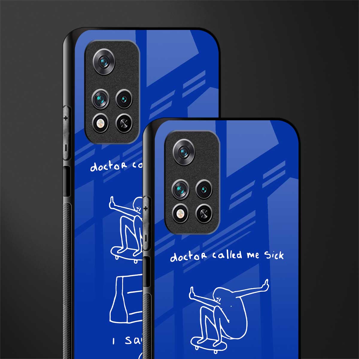 sick skateboarder blue doodle glass case for poco m4 pro 5g image-2