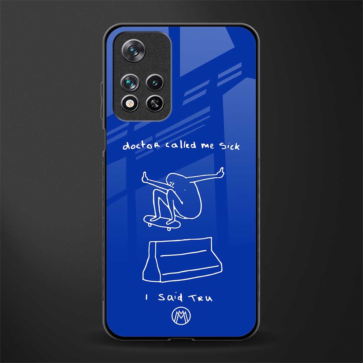 sick skateboarder blue doodle glass case for poco m4 pro 5g image