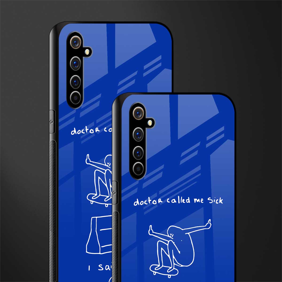 sick skateboarder blue doodle glass case for realme x50 pro image-2