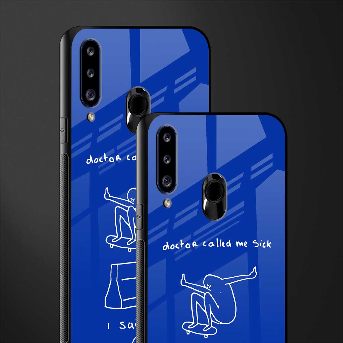 sick skateboarder blue doodle glass case for samsung galaxy a20s image-2
