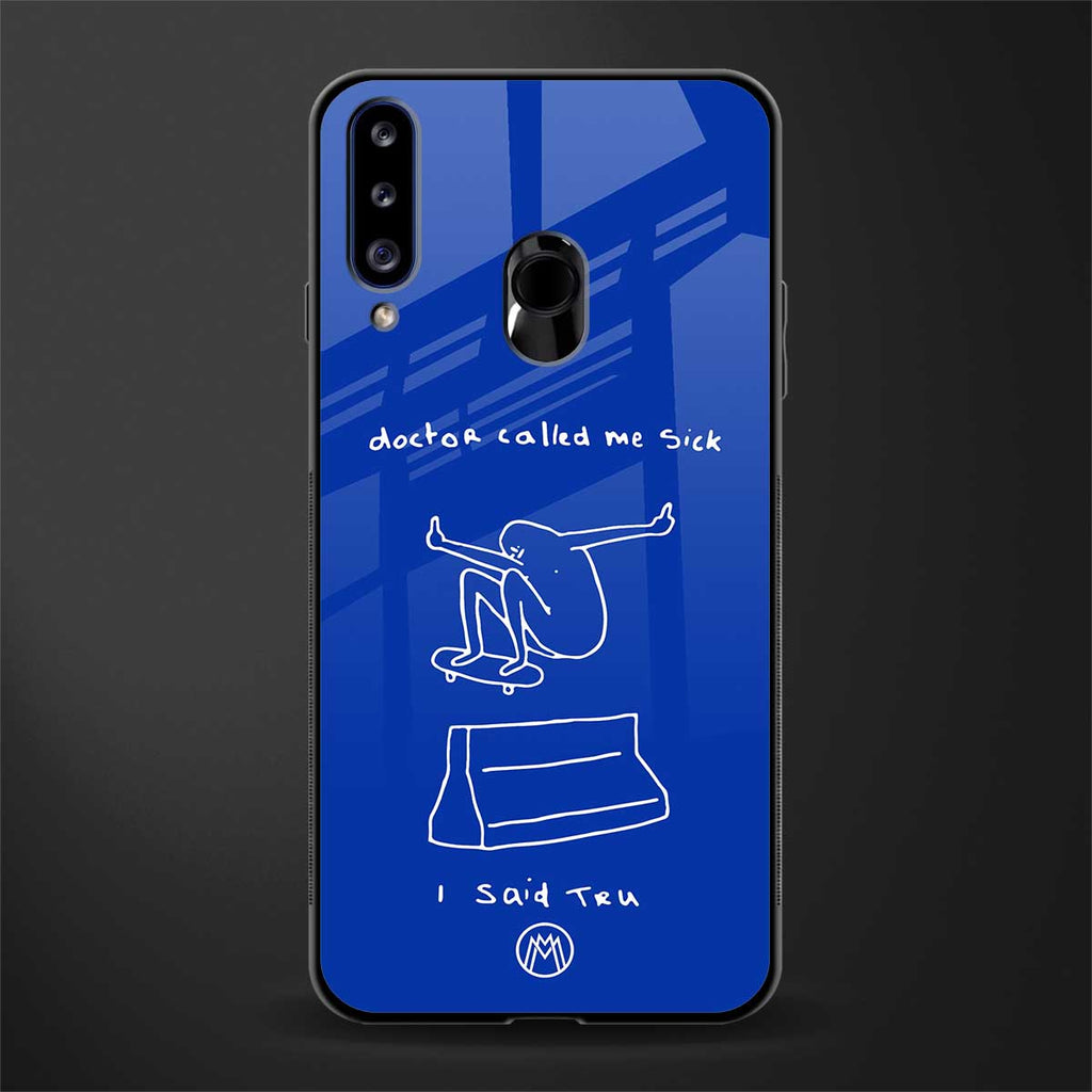 sick skateboarder blue doodle glass case for samsung galaxy a20s image