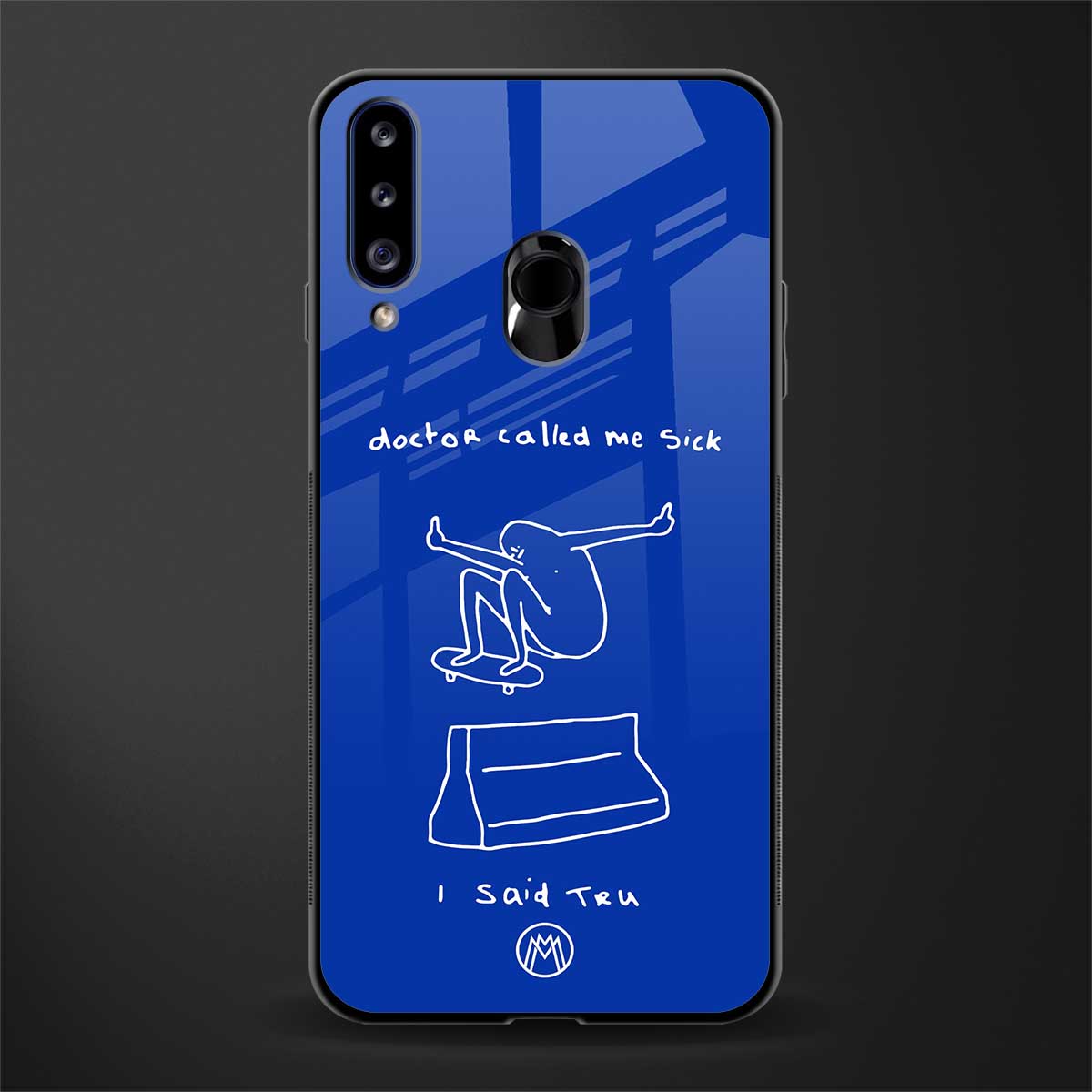 sick skateboarder blue doodle glass case for samsung galaxy a20s image