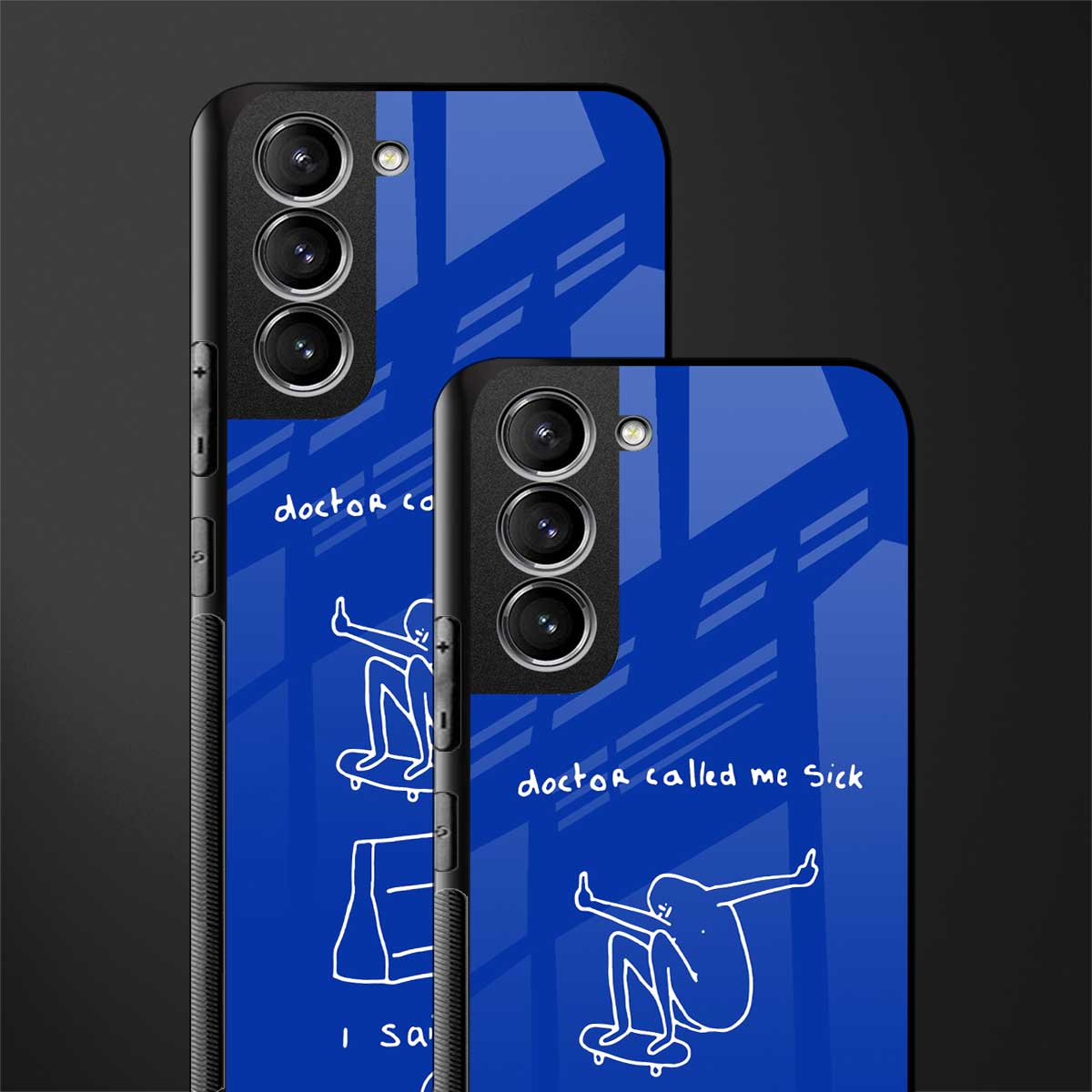 sick skateboarder blue doodle glass case for samsung galaxy s21 plus image-2