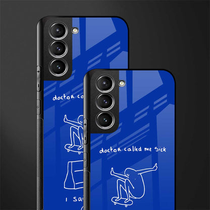 sick skateboarder blue doodle glass case for samsung galaxy s21 plus image-2