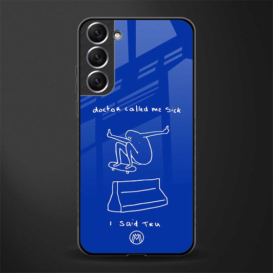 sick skateboarder blue doodle glass case for samsung galaxy s21 fe 5g image