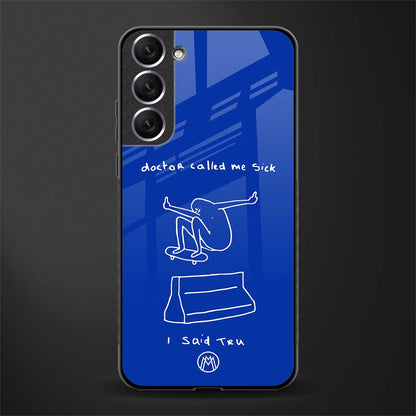 sick skateboarder blue doodle glass case for samsung galaxy s21 plus image