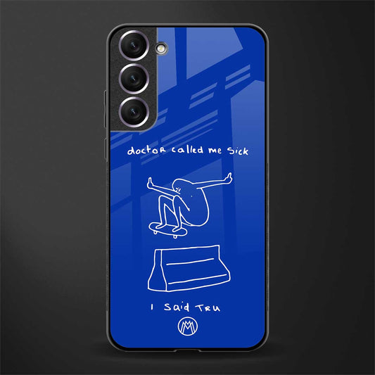sick skateboarder blue doodle glass case for samsung galaxy s21 plus image