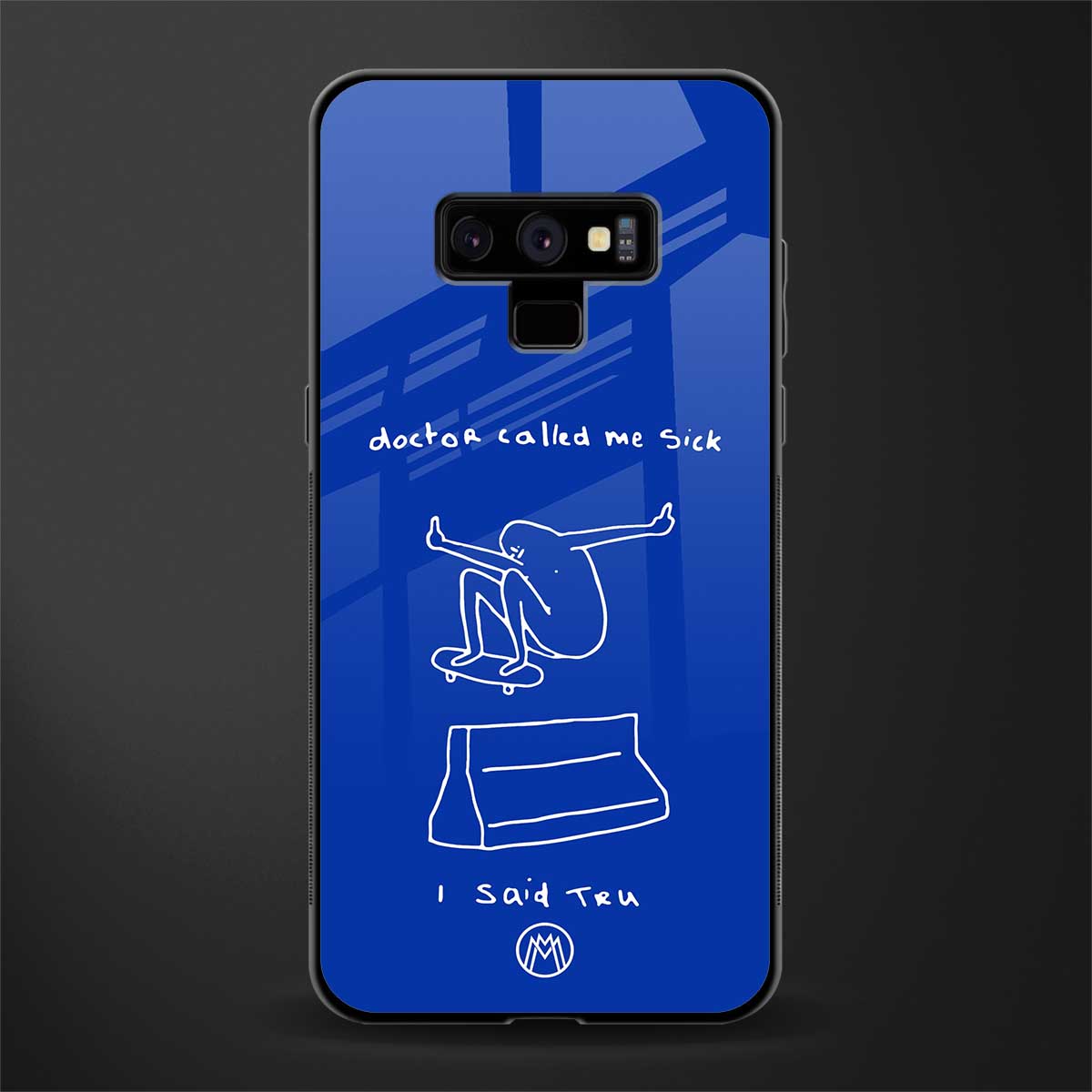 sick skateboarder blue doodle glass case for samsung galaxy note 9 image