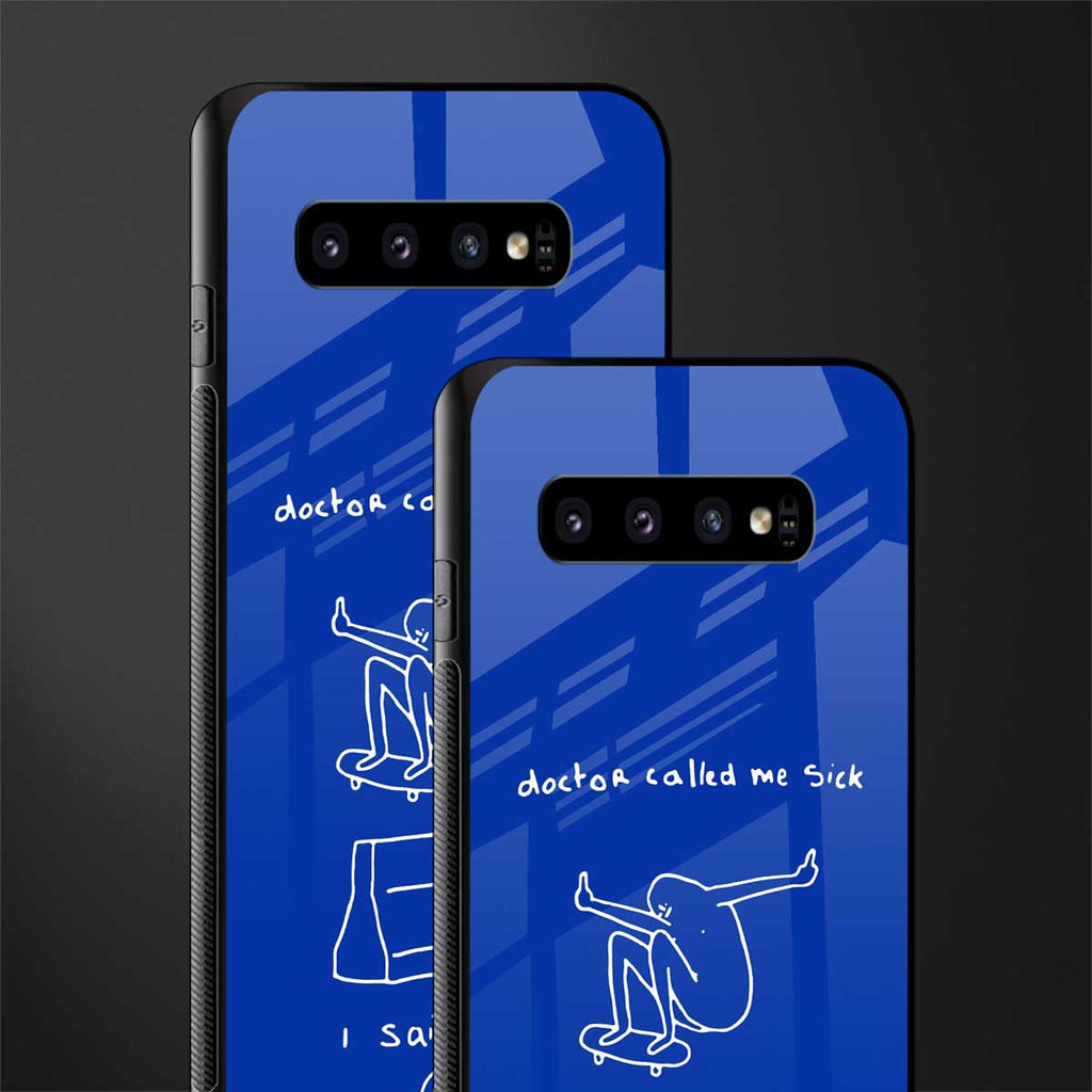 sick skateboarder blue doodle glass case for samsung galaxy s10 image-2