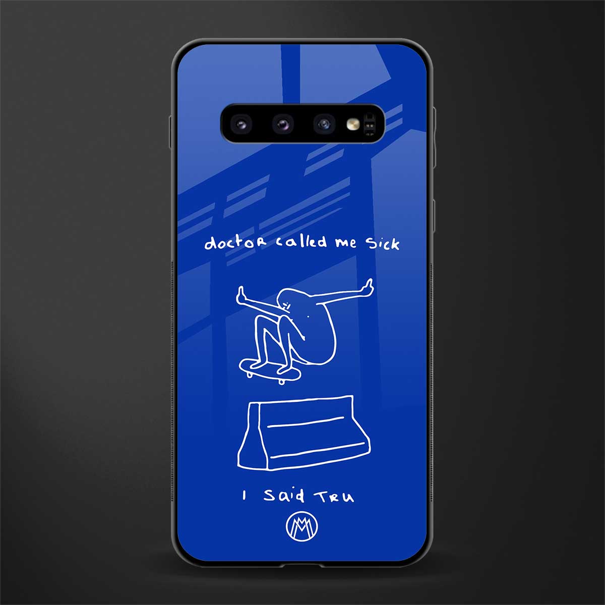 sick skateboarder blue doodle glass case for samsung galaxy s10 plus image
