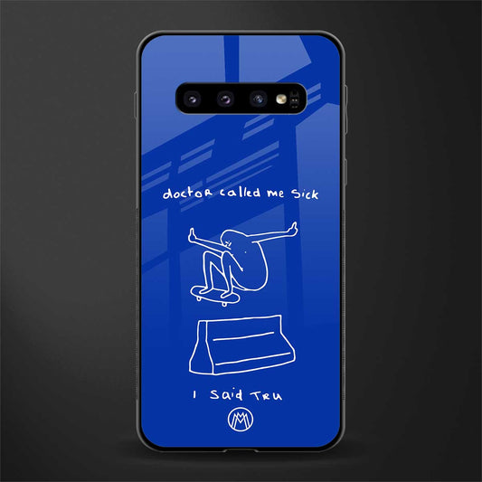 sick skateboarder blue doodle glass case for samsung galaxy s10 plus image