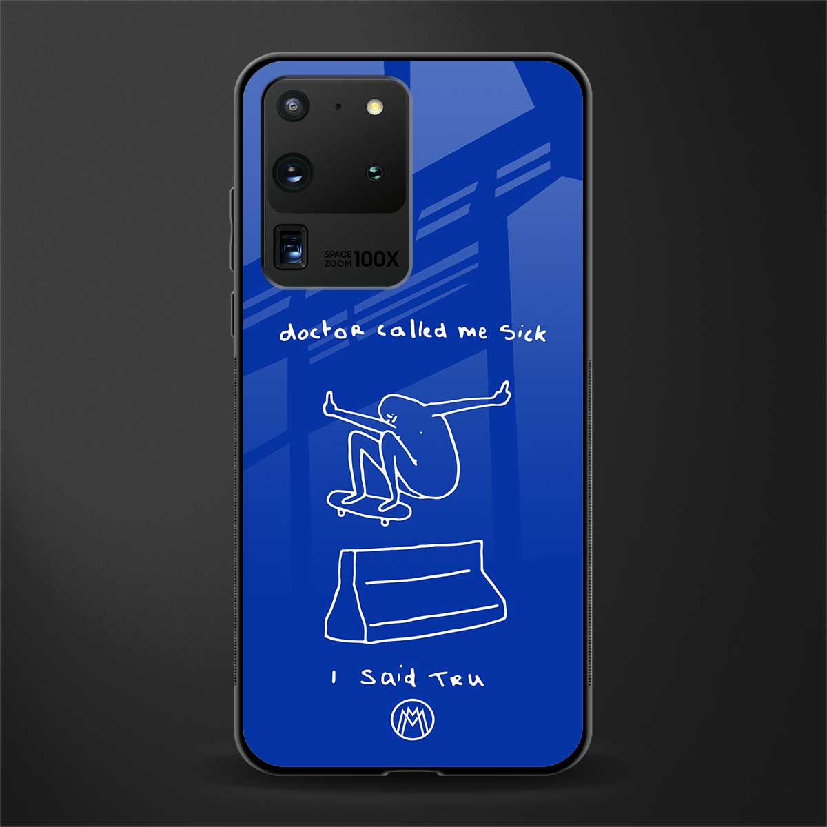 sick skateboarder blue doodle glass case for samsung galaxy s20 ultra image