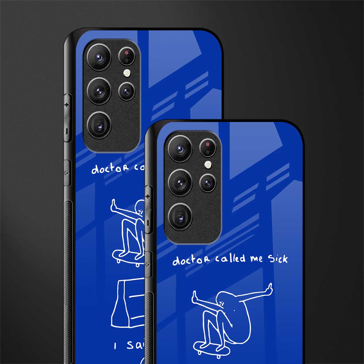 sick skateboarder blue doodle glass case for samsung galaxy s22 ultra 5g image-2