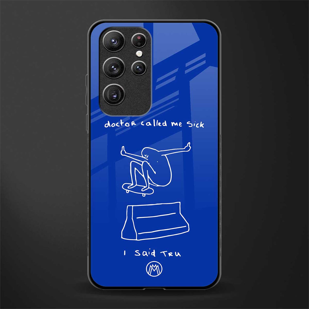 sick skateboarder blue doodle glass case for samsung galaxy s22 ultra 5g image