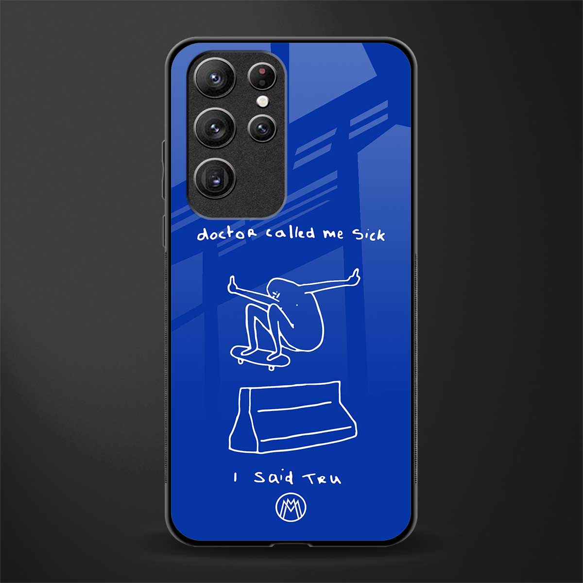 sick skateboarder blue doodle glass case for samsung galaxy s22 ultra 5g image