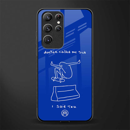sick skateboarder blue doodle glass case for samsung galaxy s22 ultra 5g image