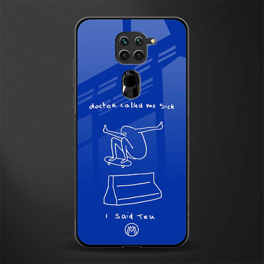 sick skateboarder blue doodle glass case for redmi note 9 image