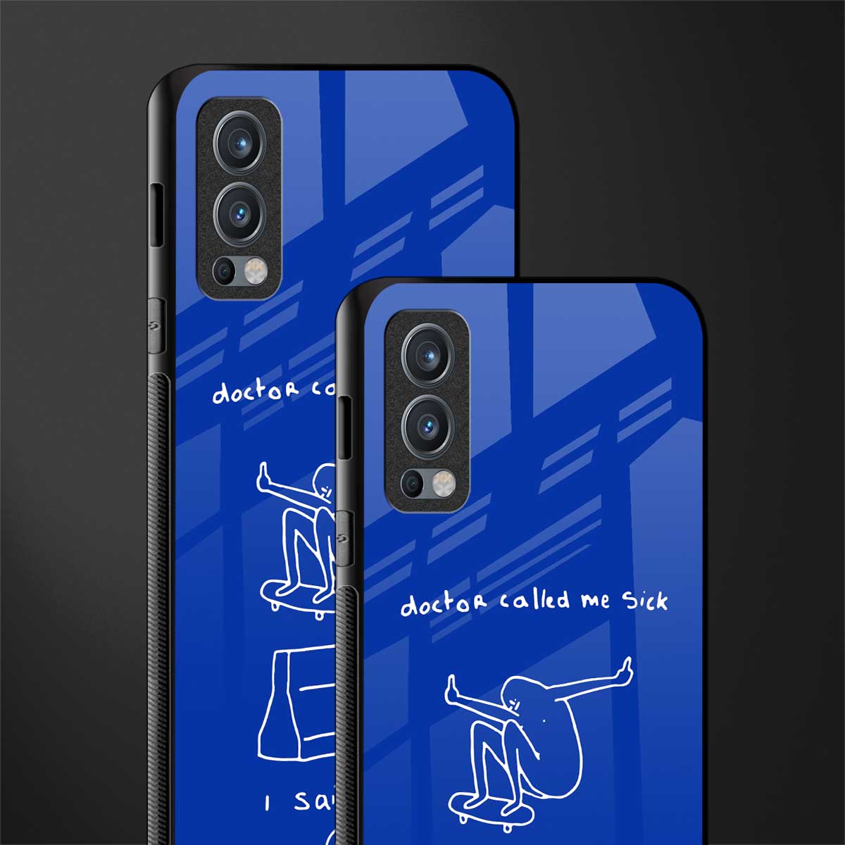 sick skateboarder blue doodle glass case for oneplus nord 2 5g image-2
