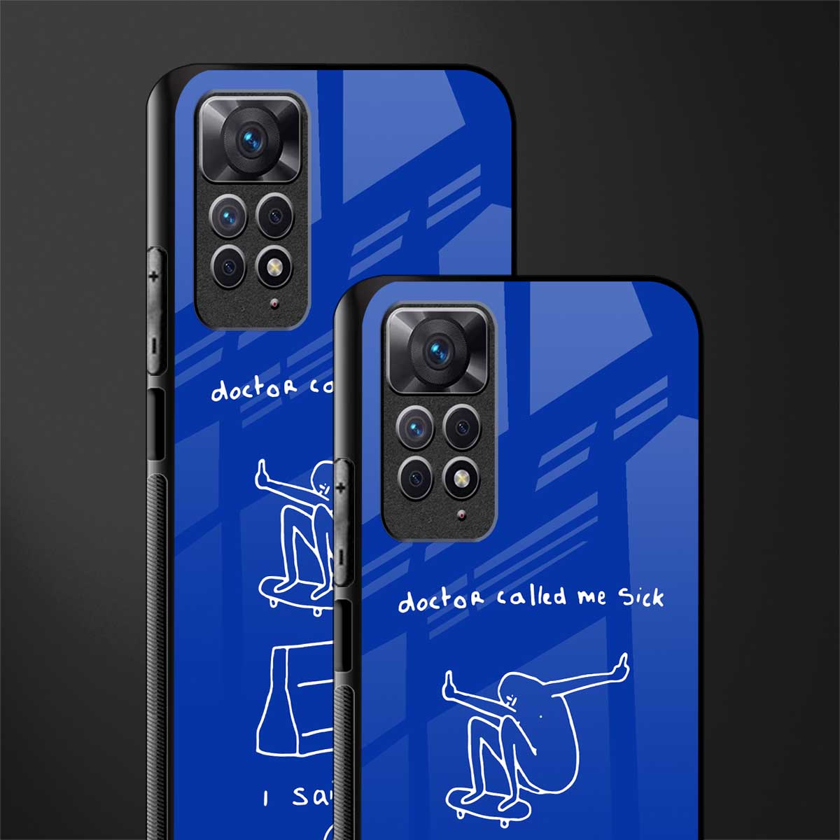sick skateboarder blue doodle glass case for redmi note 11 image-2