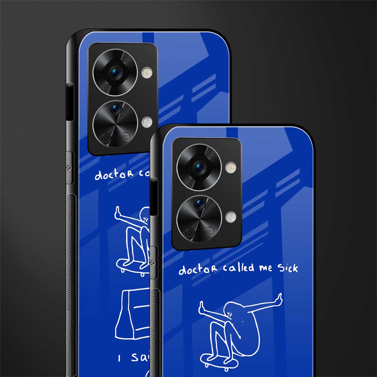 sick skateboarder blue doodle glass case for phone case | glass case for oneplus nord 2t 5g