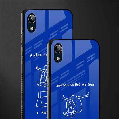 sick skateboarder blue doodle glass case for vivo y91i image-2