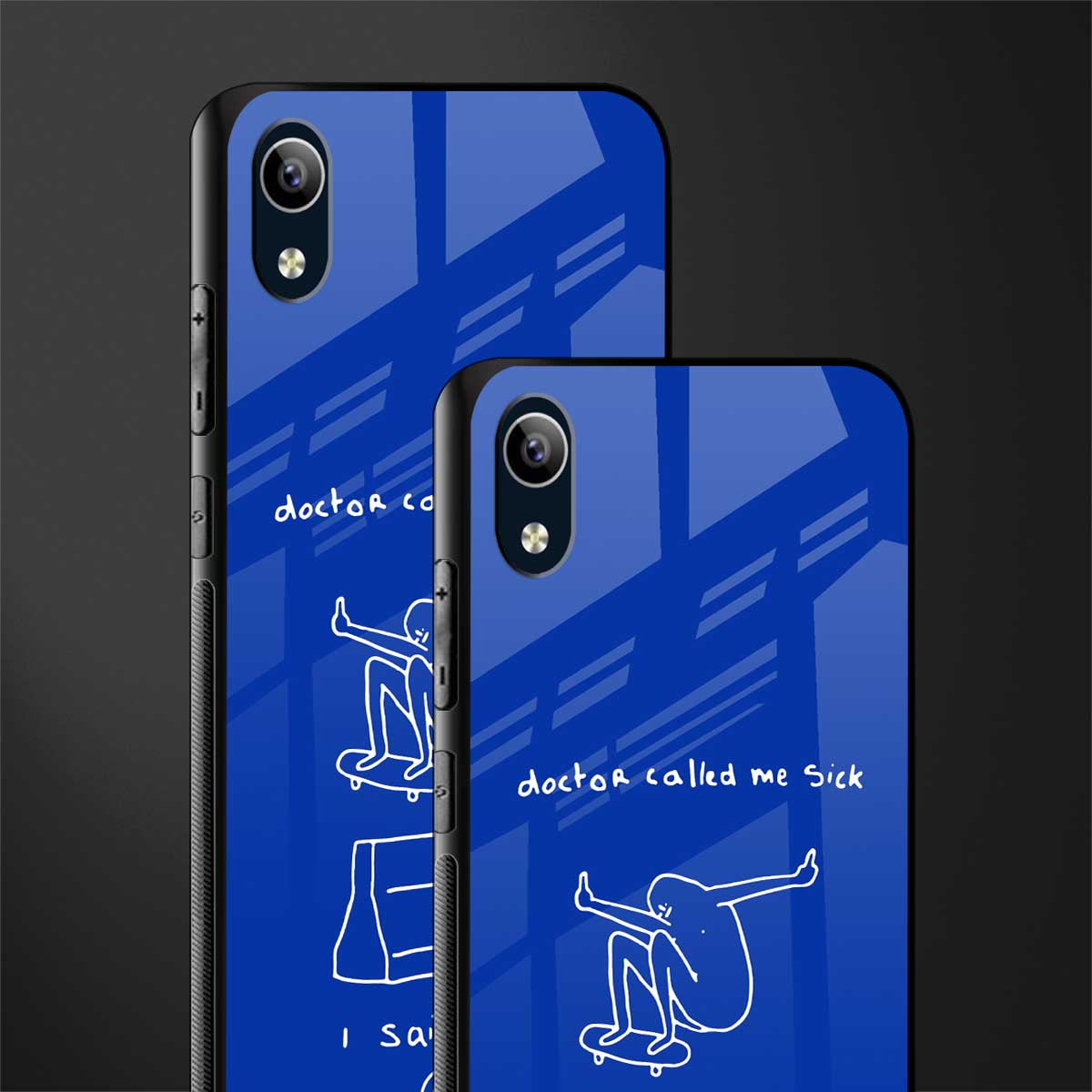 sick skateboarder blue doodle glass case for vivo y1s without fingerprint image-2
