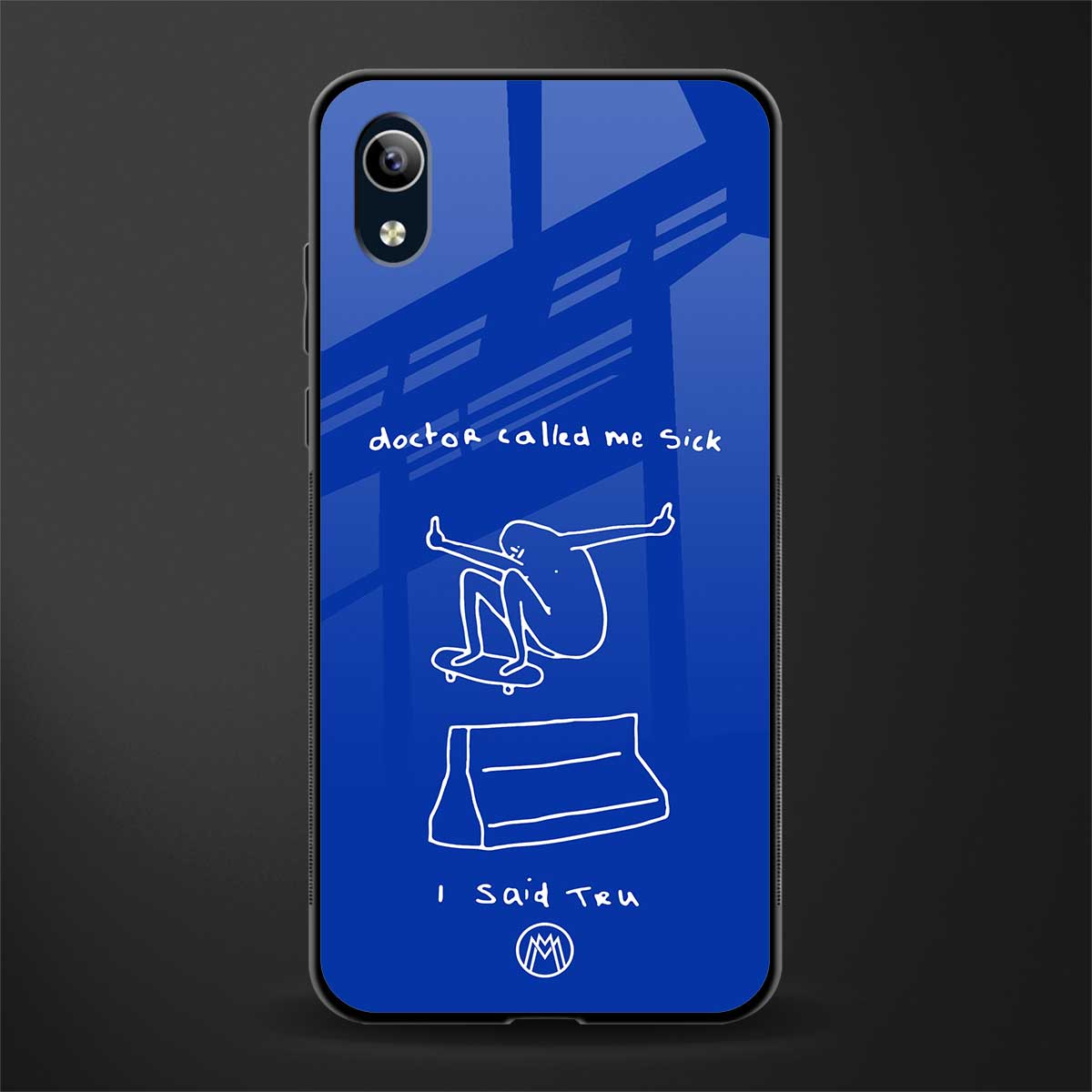 sick skateboarder blue doodle glass case for vivo y1s without fingerprint image