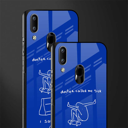 sick skateboarder blue doodle glass case for vivo y91 image-2