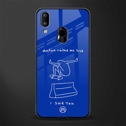sick skateboarder blue doodle glass case for vivo y91 image