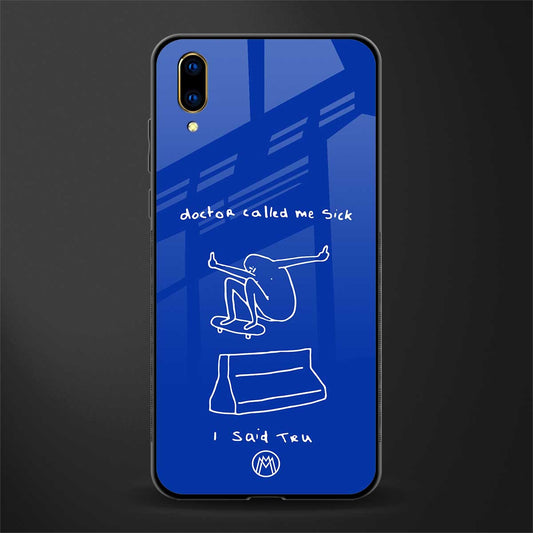 sick skateboarder blue doodle glass case for vivo v11 pro image